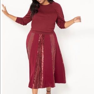 NWT Eloquii Sequin Skirt with Godets